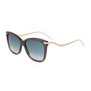 Jimmy Choo Sunglasses Shield Full Rim, Grey Glitter/Gold Frame and Blue